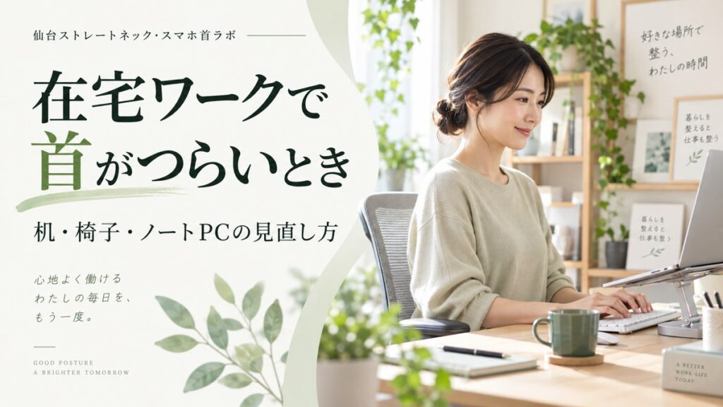 自宅の机でノートパソコンと外付けキーボードを使う人の説明用イメージ